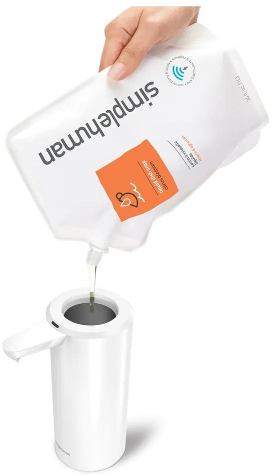 Fehér automata fém szappanadagoló 414 ml – simplehuman