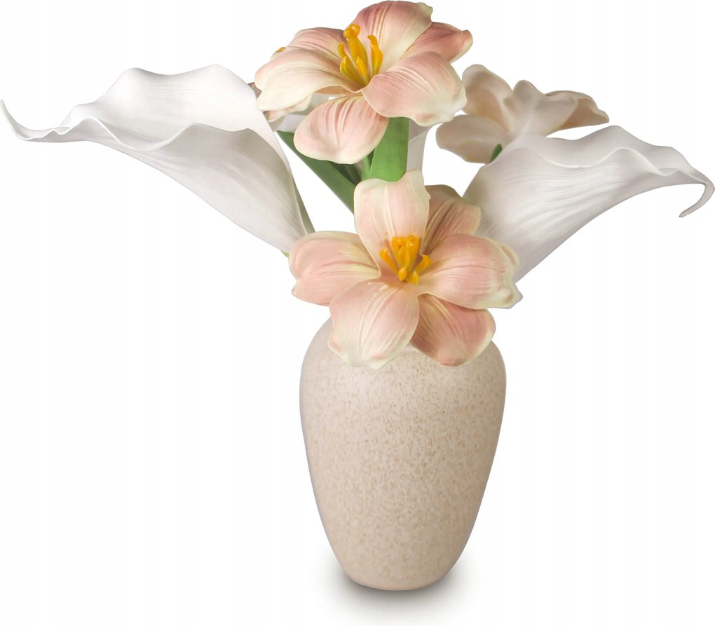 Mesterséges Virágok Csokor Dekoráció Tulipán Kála Rózsaszín Váza 33cm Otthonra