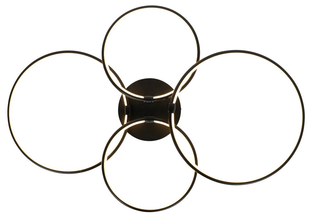 Mennyezeti lámpa fekete, beépített LED-del, 3 fokozatban szabályozható, 4 lámpás - Joaniqa