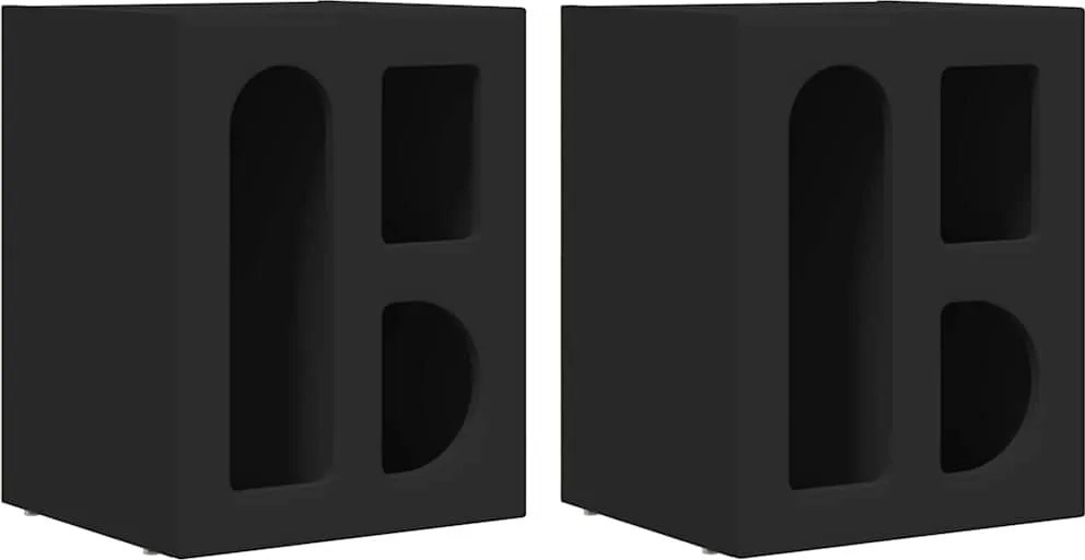 vidaXL Éjjeli asztal 2 pcs Fekete 40 x 35 x 50 cm Faanyag