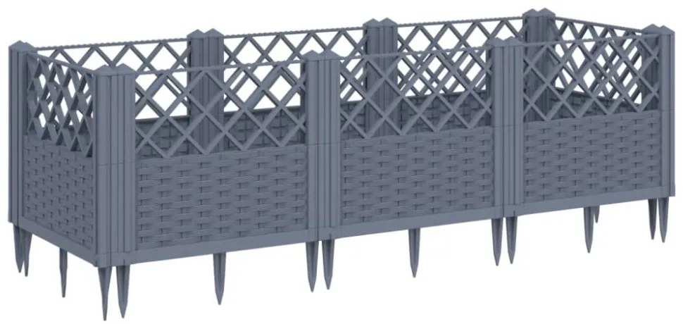 szürke PP kerti virágláda cövekekkel 123,5 x 43,5 x 43,5 cm