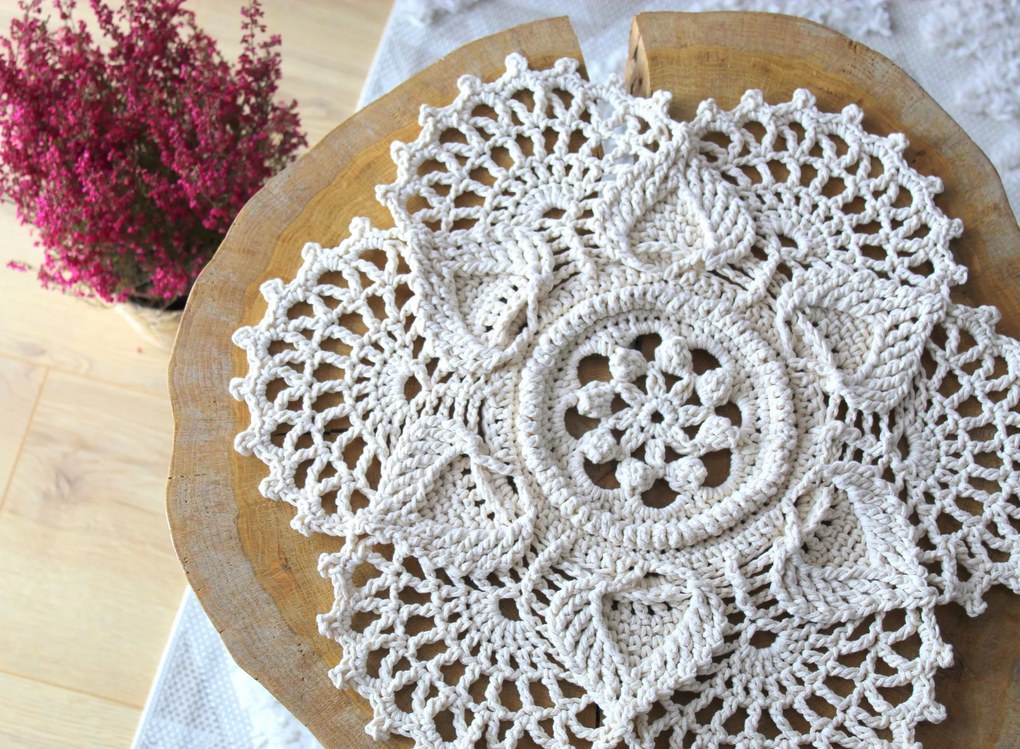 Asztali szalvéta 3d horgolt modern krém Ajándék Nőnapra