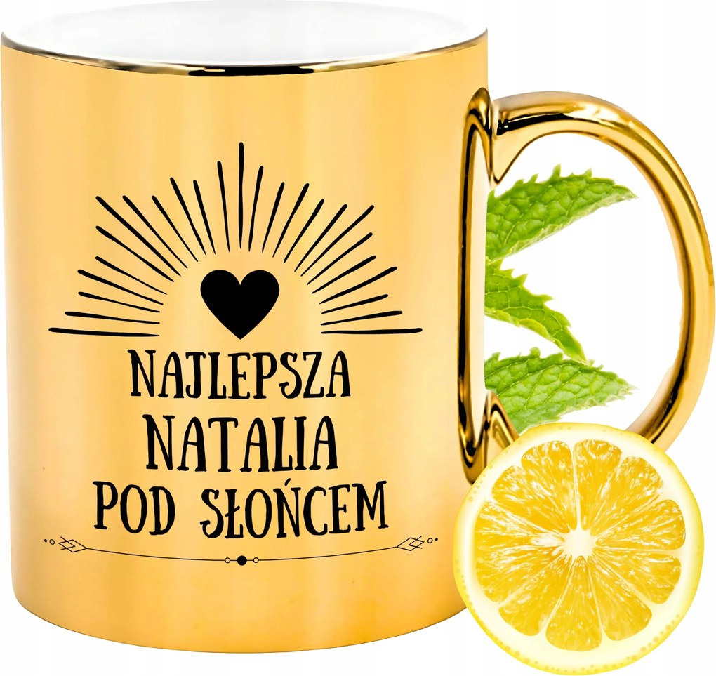 Prémium Arany Csillogó Bögre Natalia Ajándék Nyomtatott Fotóval