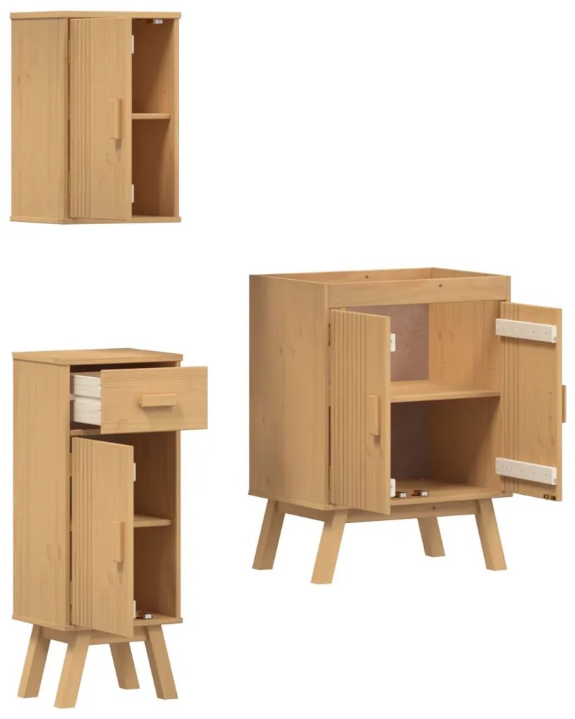 Fürdőszobai bútor szett fiókkal 3 pcs Barna 114 x 43 x 73.5 cm