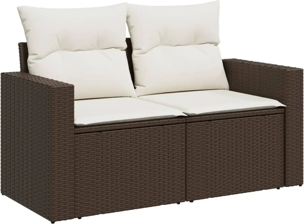 vidaXL 2 személyes barna polyrattan kerti kanapé párnával