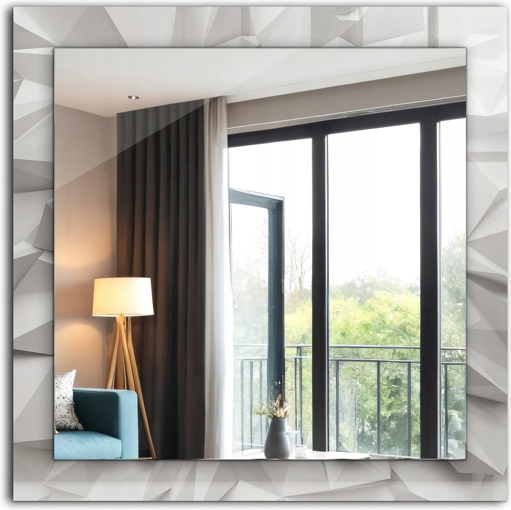 Négyzet alakú tükör nyomott mintával Absztrakt geometrikus formák 60 x 60 cm
