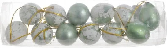 Tojás medál 12 db 4cm zöld-fehér metál