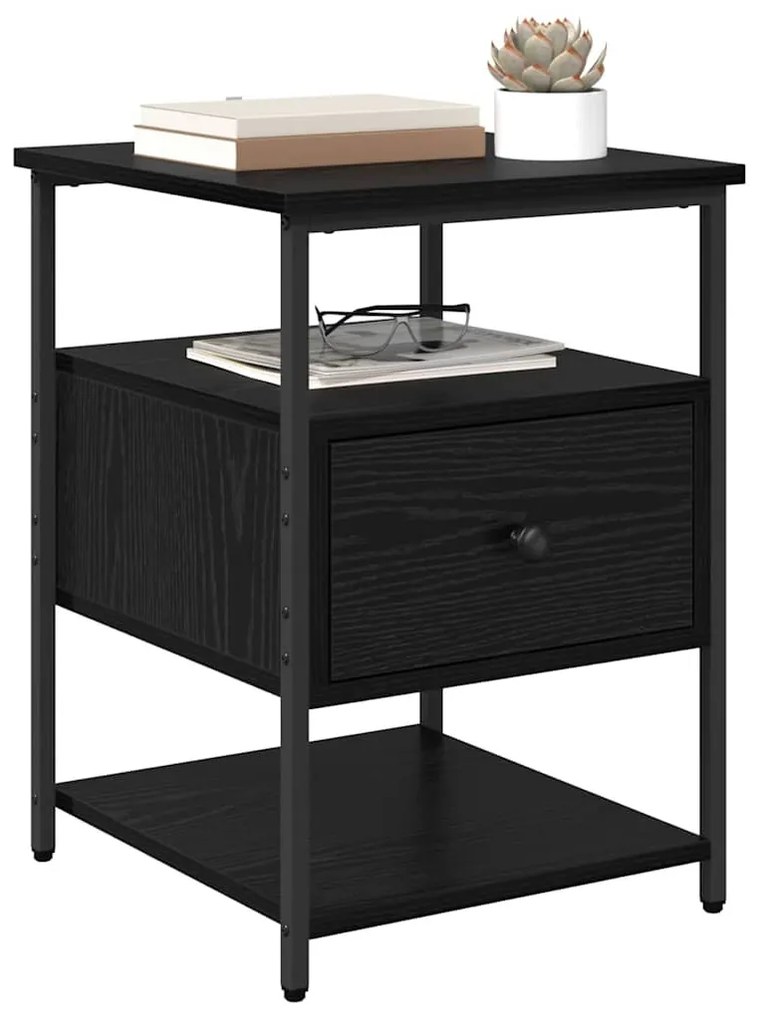 Éjjeliszekrény 2 pcs Musta tammi 40 x 42 x 56 cm Faanyag