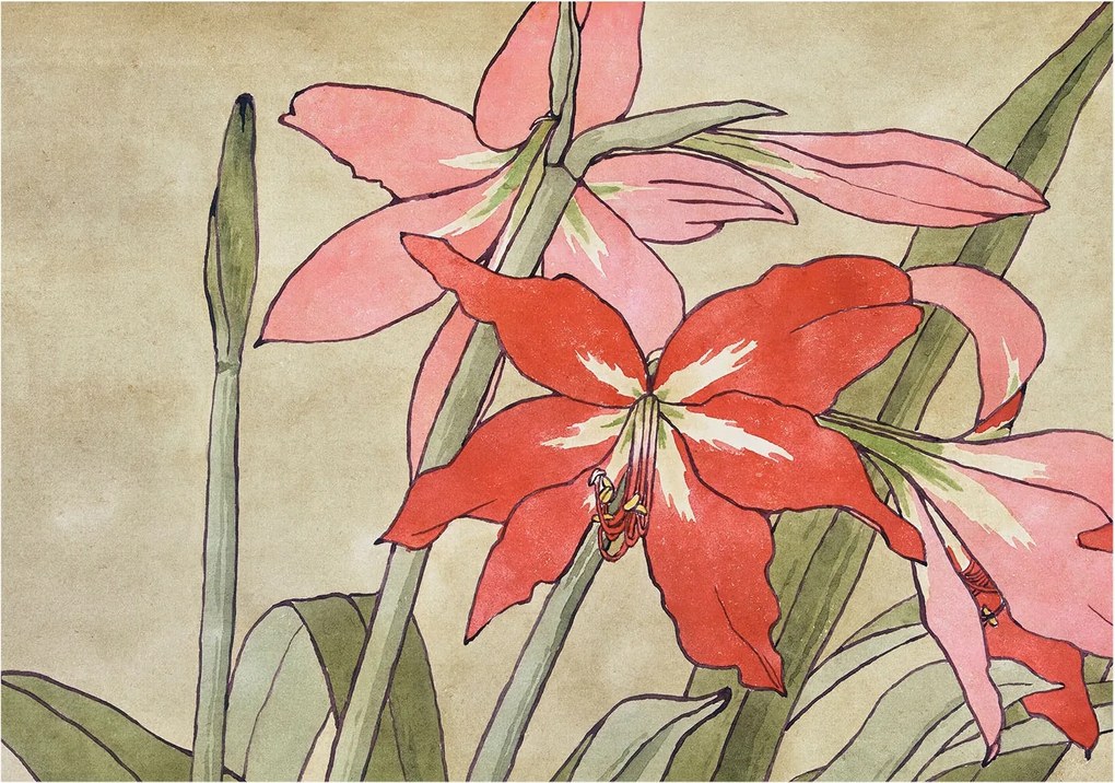 Flizelina Dekoratív Fotótapéta Hálószobába Liliom virágok 312x219 Ragasztó