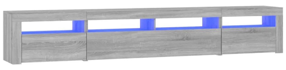szürke sonoma színű TV-szekrény LED-lámpákkal 240x35x40 cm