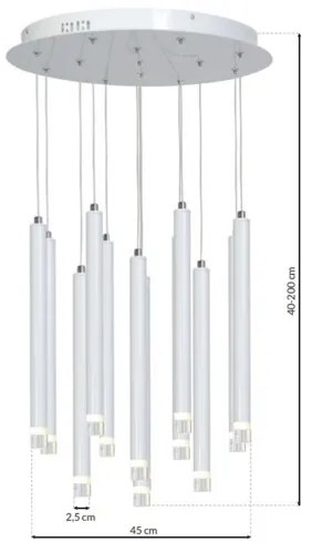 LED Csillár zsinóron ALBA 12xLED/1W/230V fehér