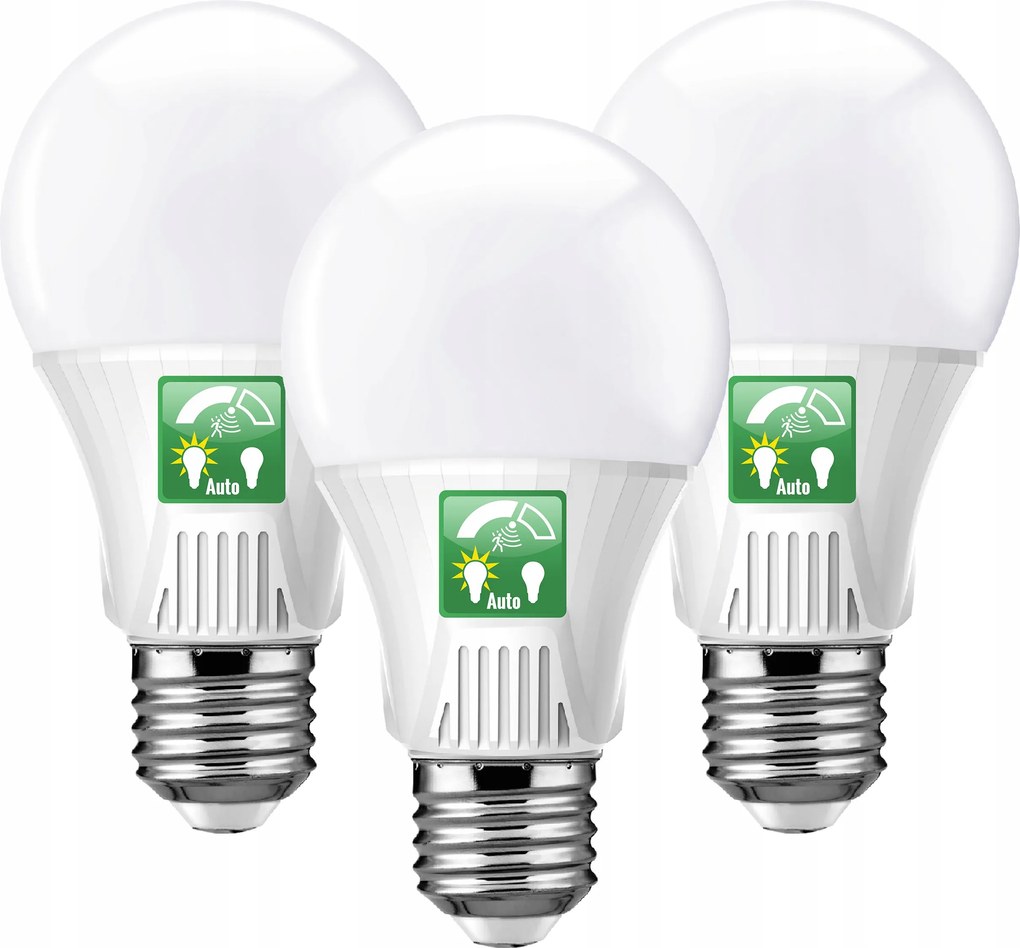 3x E27 9W Led Izzó Szürkületi Mozgásérzékelővel