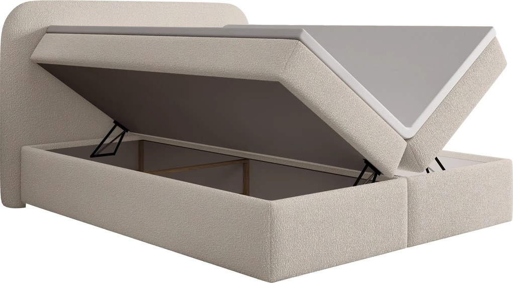 Eleris kontinentális ágy 160x200 tárolóval - bézs bouclé Quelle 03