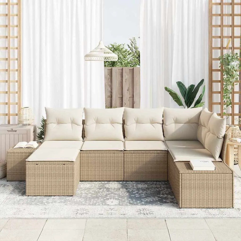 Kerti Kanapé Szett 6 pcs bézs és krémszínű 264 x 154 x 85 cm