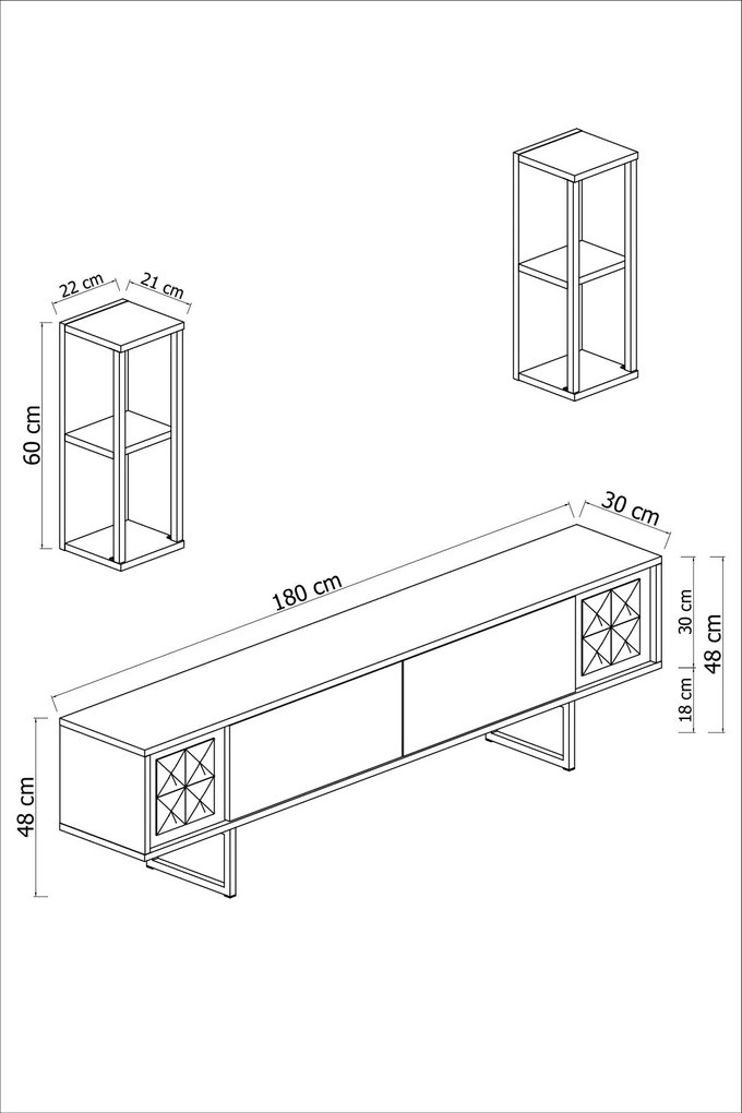 TV szekrény Chrome Line - Walnut, Black