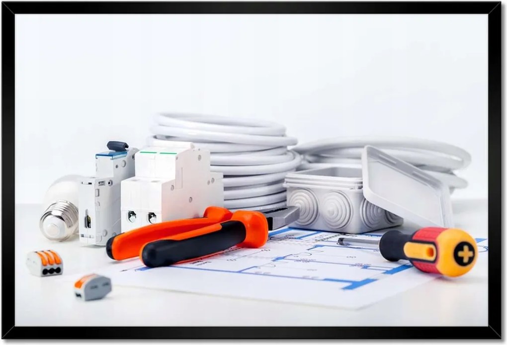 Poszterek keretben 60x40 Kábelek szerszámok Áram