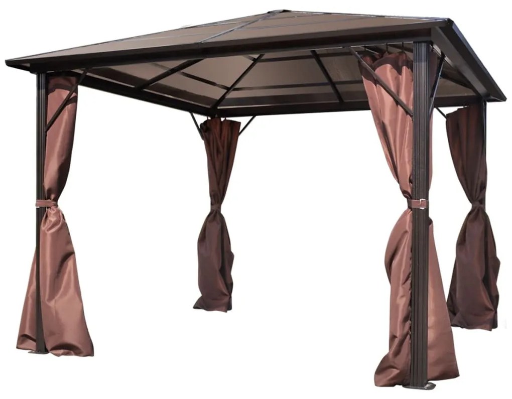 alumínium kerti pavilon barna függönnyel 300 x 300 cm