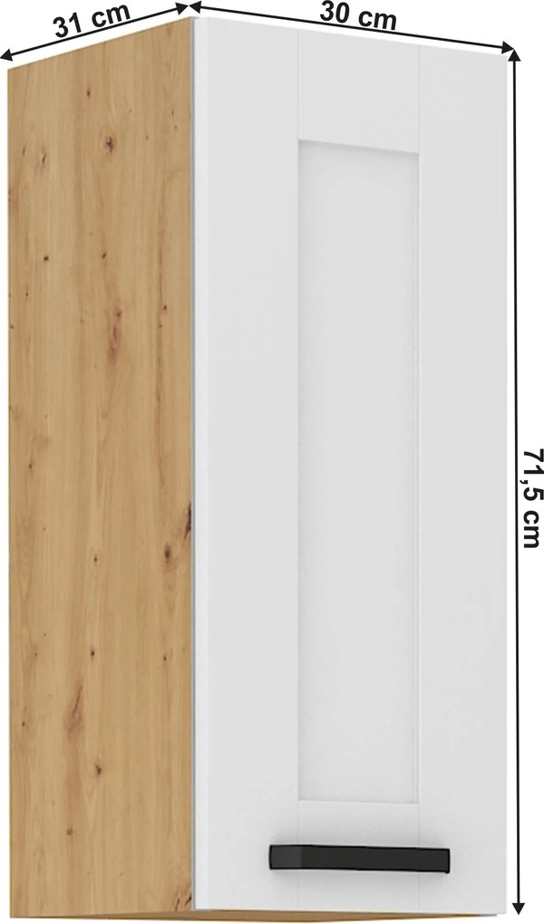 Felső szekrény, fehér/artisan tölgy, LULA 30 G-72 1F