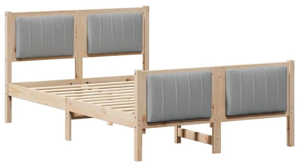 Ágykeret Barna és világosszürke 120 x 190 cm Tömör fenyőfa