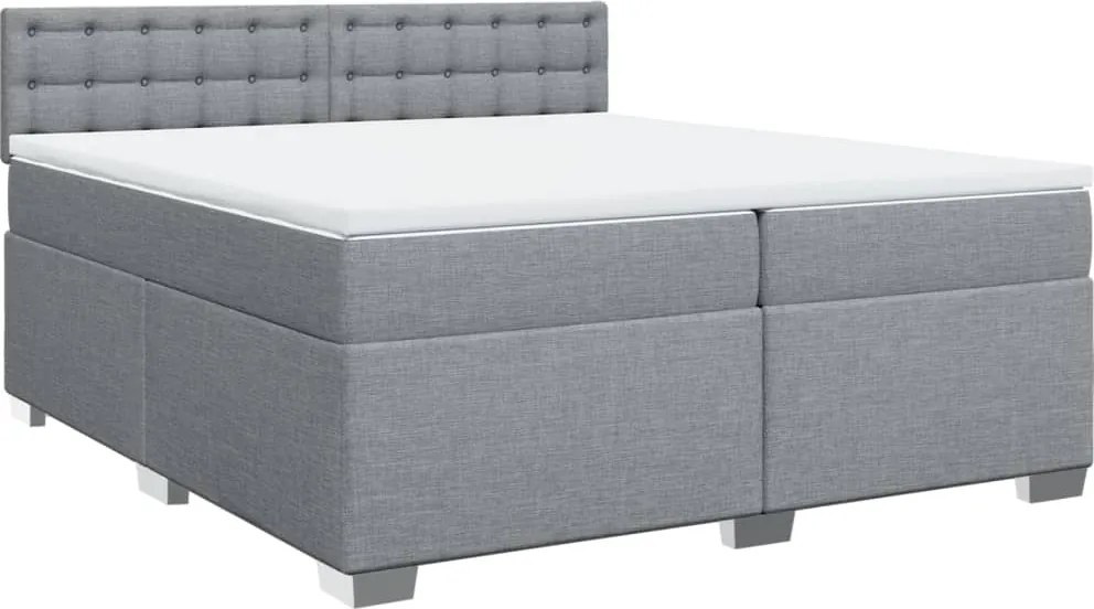vidaXL világosszürke szövet rugós ágy matraccal 200 x 200 cm