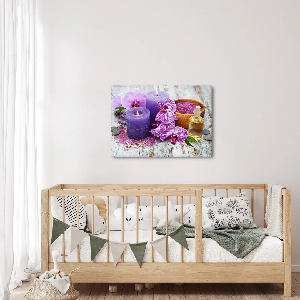 Orchideák és gyertyák képe (70x50 cm)