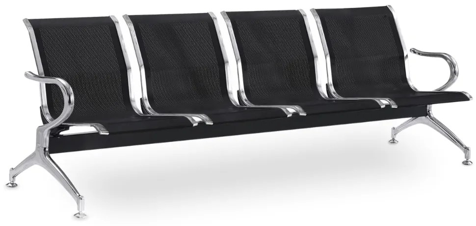 Fém pad a váróterembe REST, 4 ülés, fekete