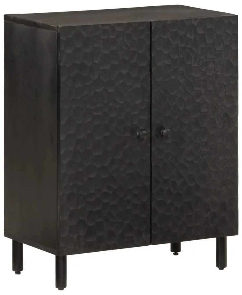 3 db fekete tömör mangófa tálalószekrény 60 x 33 x 75 cm