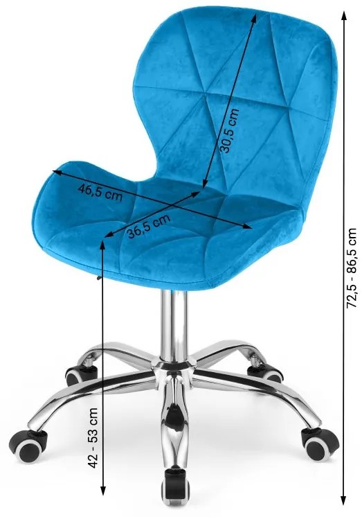 Dolgozószobai szett – összecsukható íróasztal ZARIMO 80×40 cm fehér + irodai szék AVOLA VELVET kék