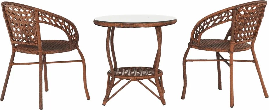 Kerti rattanszett 1+2, barna, JARUB