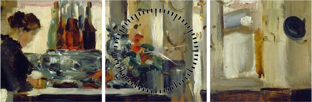 Kép - Style of Edouard Manet, Bon Bock Cafe, reprodukciók (órával) (90x30 cm)