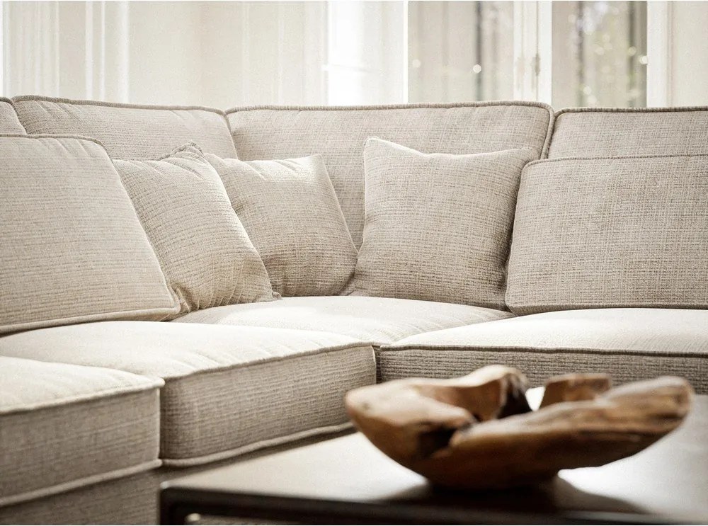 Krémszínű zsenília sarokkanapé (jobb oldali-L alakú) Kirou – Maison de Rêve