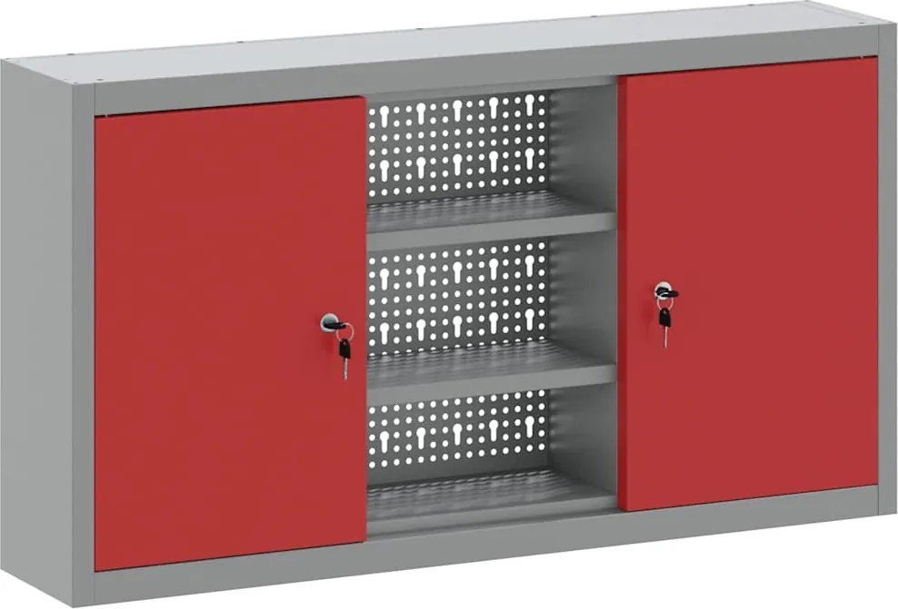 vidaXL Szerszám szekrény polcokkal Piros és Szürke 50 x 20 x 55 cm