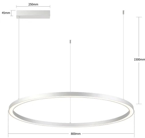 Brilagi-LED dimmelhető kábelcsillár PORTOFINO LED/60W/230V átm. 80 cm ezüst + távirányító