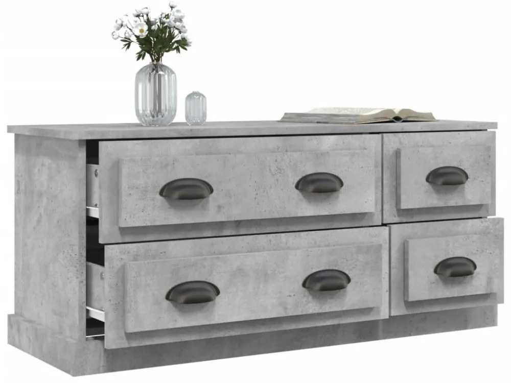 betonszürke szerelt fa TV-szekrény 100 x 35,5 x 45 cm