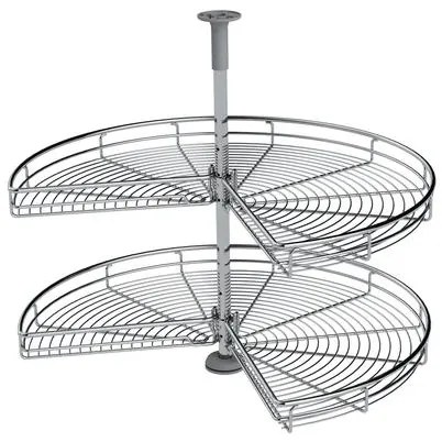 Konyhai fémrács, sarokszekrénybe, 3/4 kör kosár, króm, 810mm átmérő, oszloppal, 400mm ajtókhoz, Sige Green Line 361