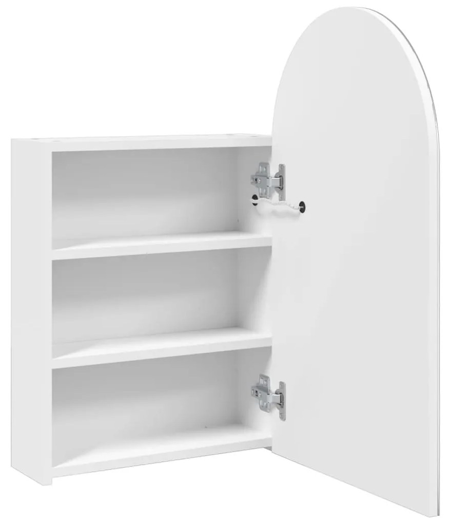 fehér ívelt tükrös fürdőszobaszekrény LED-del 42 x 13 x 70 cm