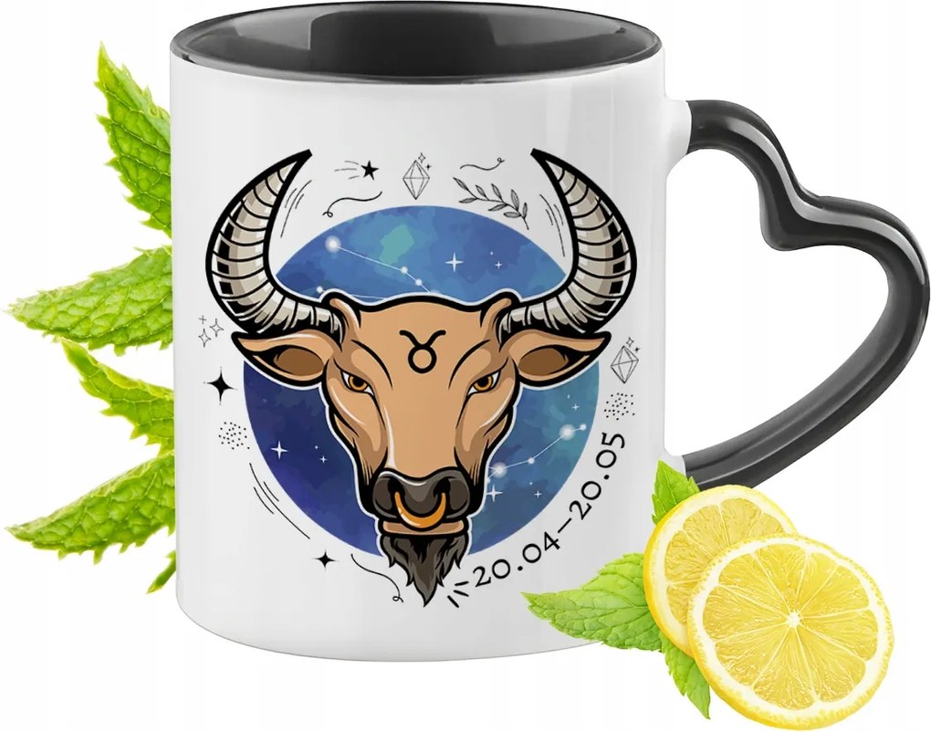 Zodiákus jelek Horoszkóp Bögre Fekete Szív alakú Füllel Ajándék