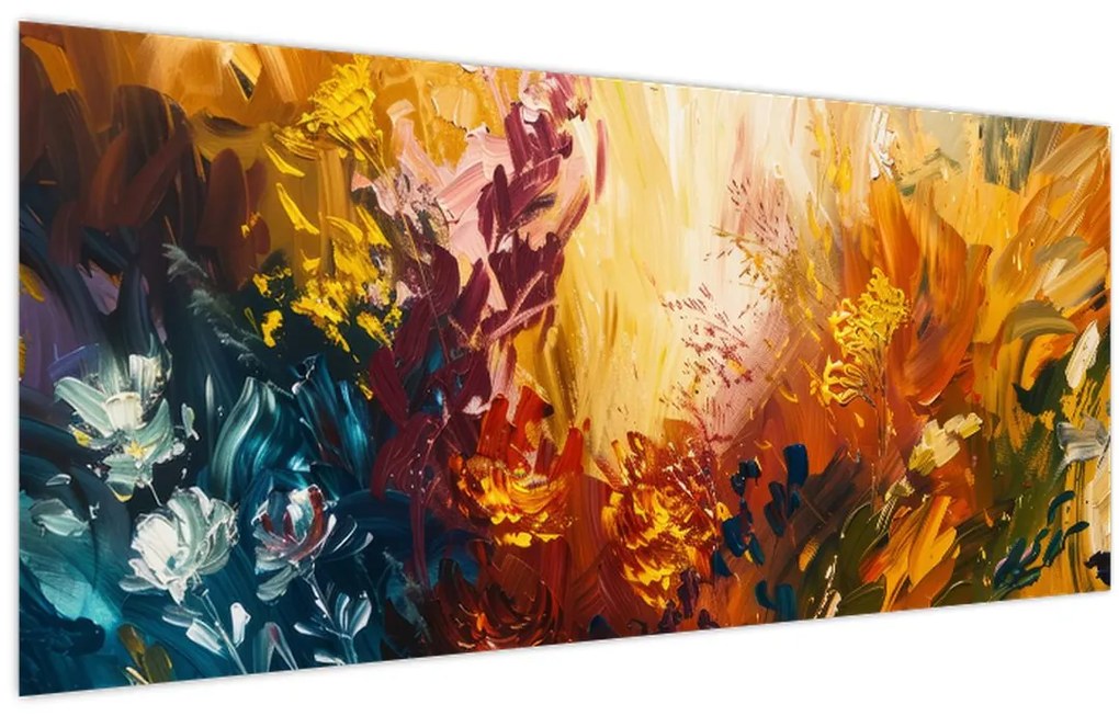 Kép - Absztrakt festmény a virágokról (120x50 cm)