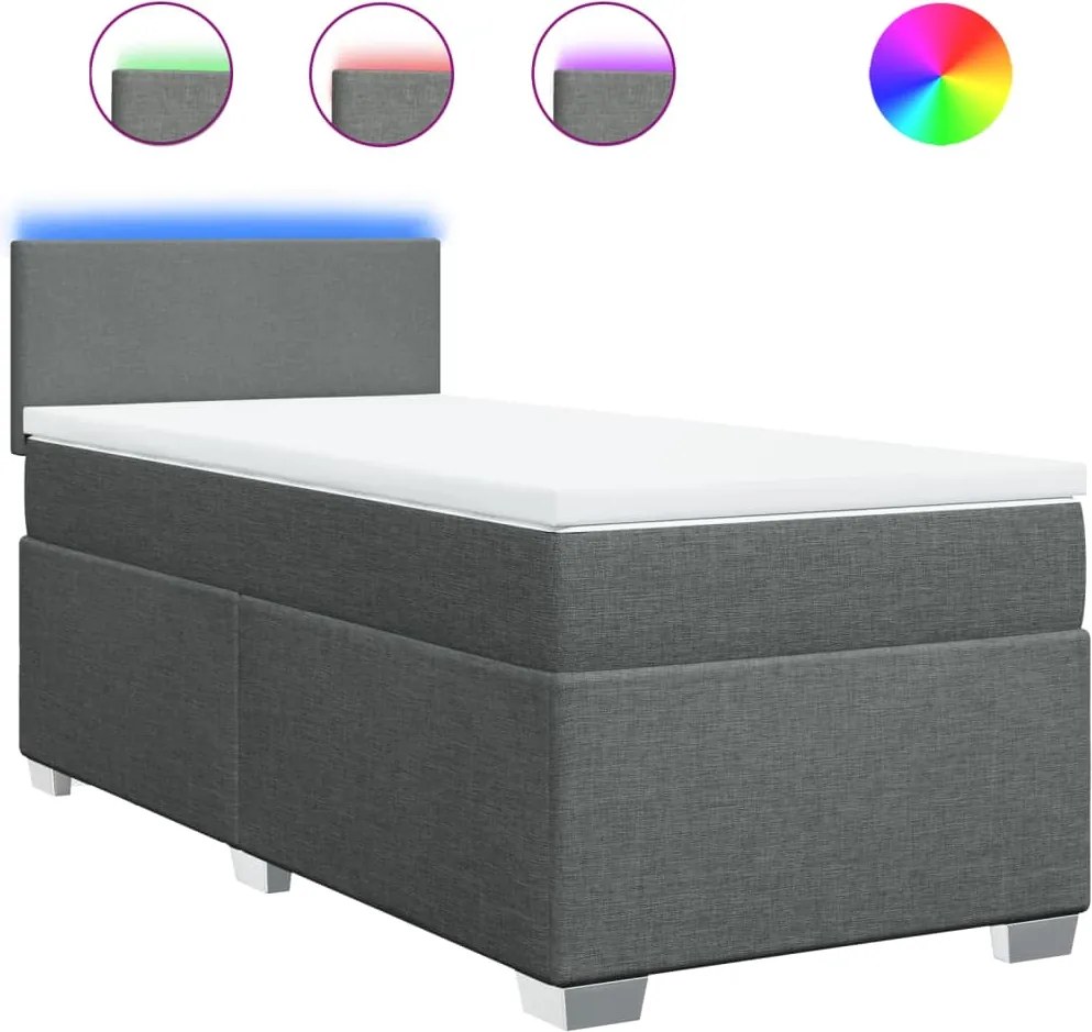 vidaXL sötétszürke szövet rugós ágy matraccal 100 x 200 cm