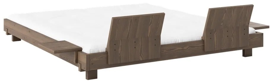 Barna borovi fenyő franciaágy ágyráccsal 180x200 cm Social – Karup Design