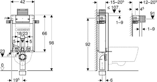 Geberit 110.010.00.1 - 98 cm-es Kombifix beépíthető modul fali WC-hez