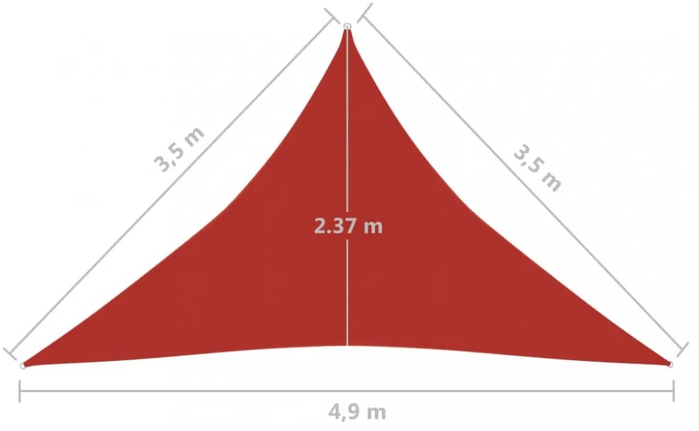 piros HDPE napvitorla 160 g/m² 3,5 x 3,5 x 4,9 m