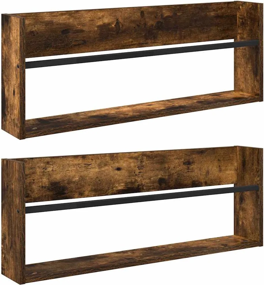 vidaXL Magazin állvány 2 pcs Füstölt tölgy 80 x 12 x 30 cm Faanyag