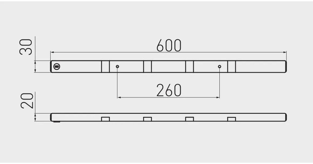 LED Lámpatest, FRAGA, hideg fehér, 600*30mm, 90lm, 3W, csatlakozóval, kábellel, érintésmentes kapcsolóva