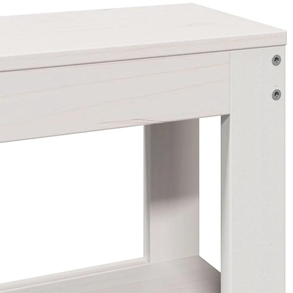 fehér tömör fenyőfa fejtámla polcokkal 135 cm
