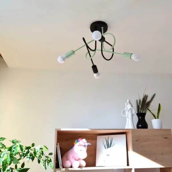 Felületre szerelhető csillár OXFORD 4xE27/15W/230V fekete/zöld