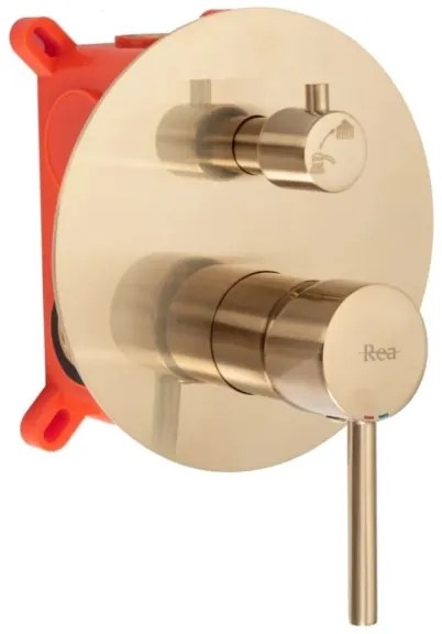 REA-P6609 - LUNGO termosztátos zuhanyszett rejtett csapteleppel, szálcsiszolt arany