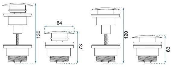 REA-A8585 - Mosdó leeresztő CLICK-CLACK, átmérő 6,4 cm, szálcsiszolt arany