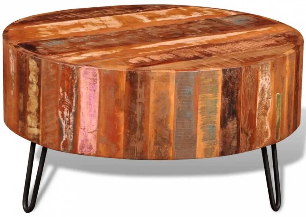 Kör alakú tömör újrahasznosított fa dohányzóasztal