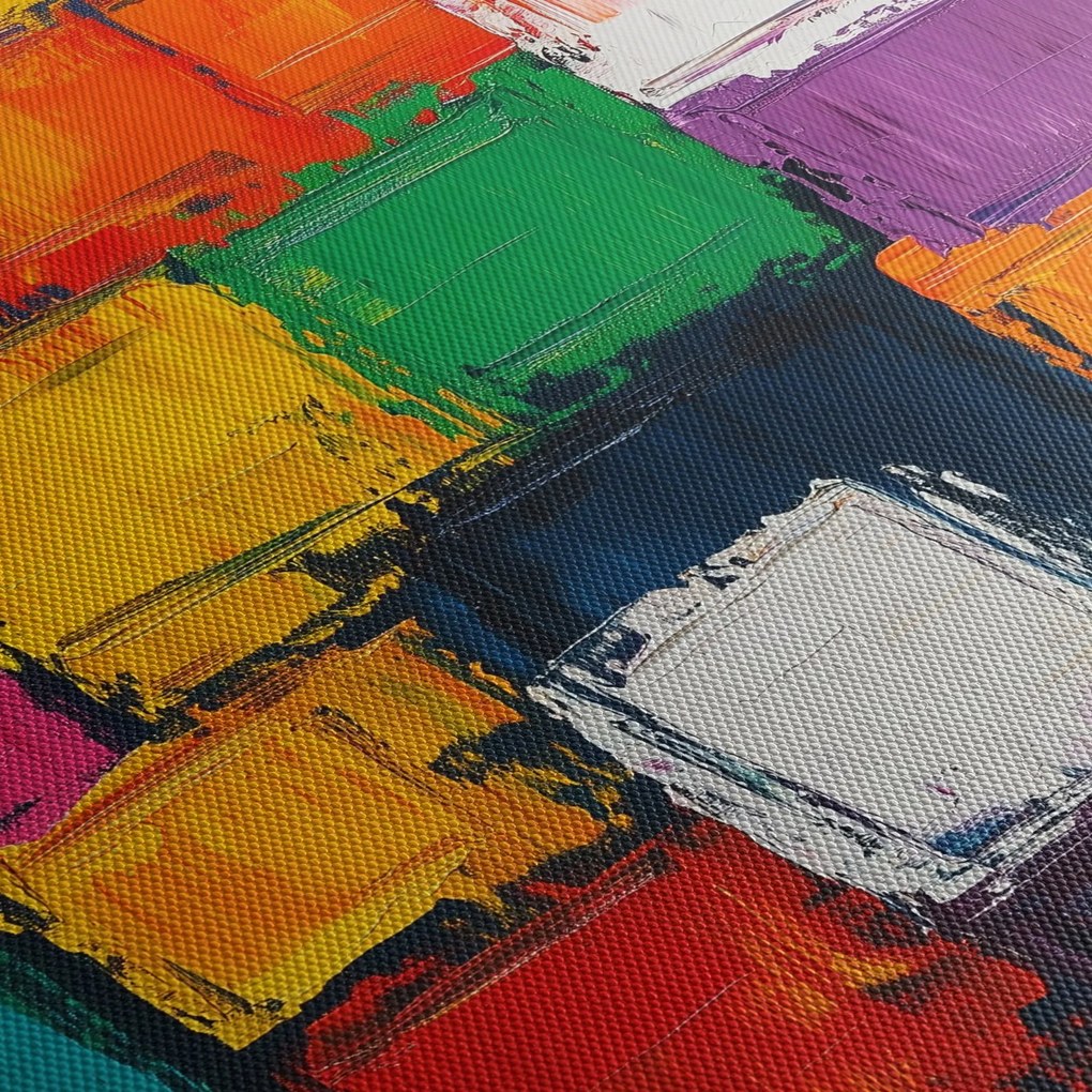 Kép - Színes négyzetek festménye (120x50 cm)
